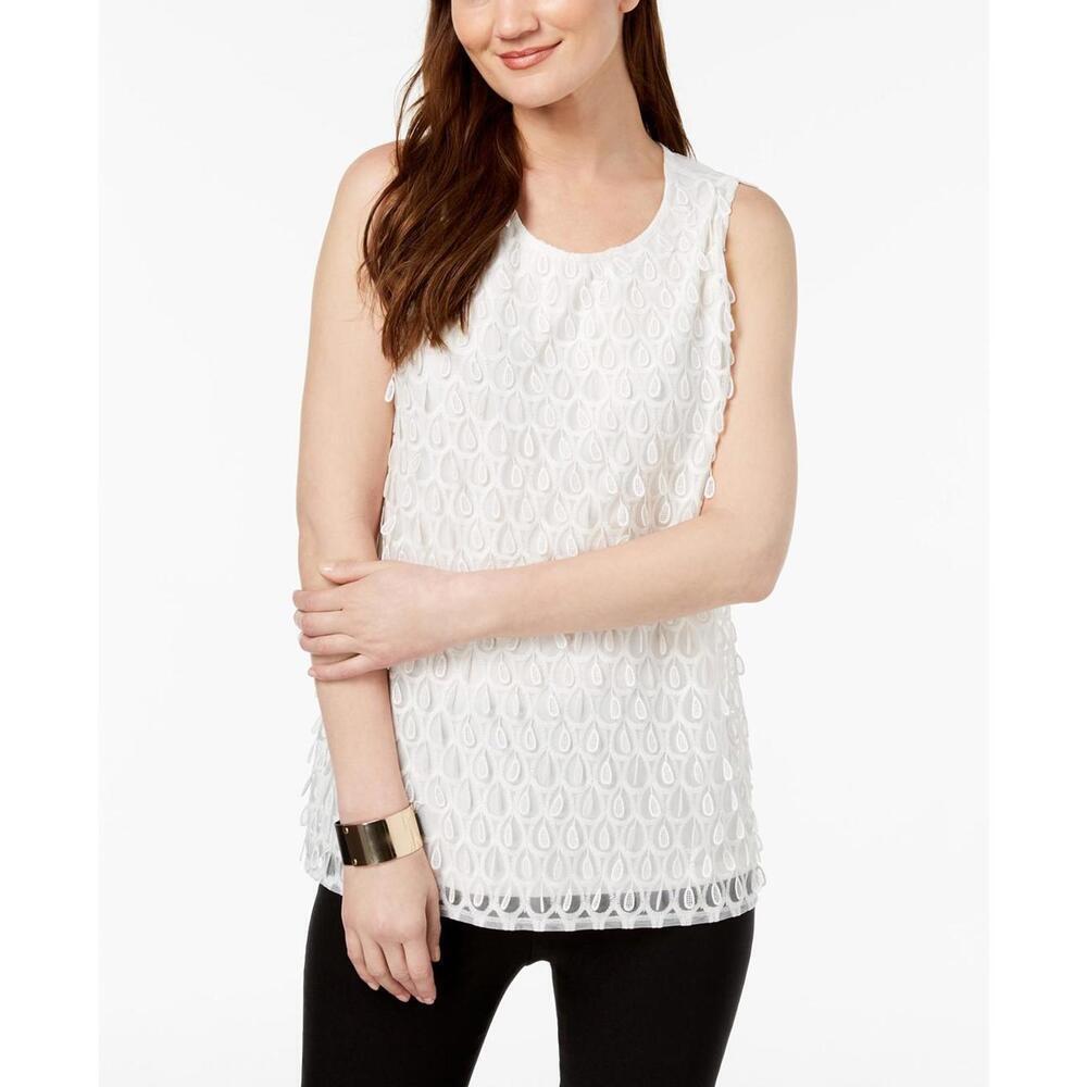 Alfani Womens Teardrop Embroidered Shell Top Size XL